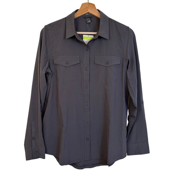 Eddie Bauer Gray Button Down Shirt for Women - Picture 2 of 11